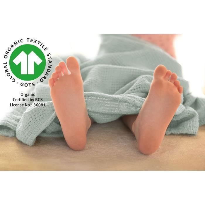 ROBA Baby Blanket - LIL PLANET - 80 x 80 cm - Organic Cotton - Terry Cloth Polka Dots - Frosted Green