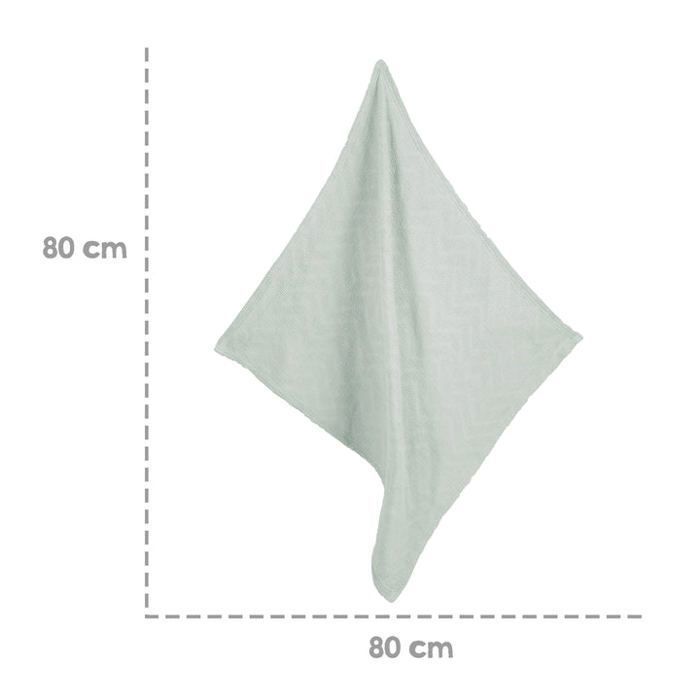 ROBA Baby Blanket - LIL PLANET - 80 x 80 cm - Organic Cotton - Terry Cloth Polka Dots - Frosted Green