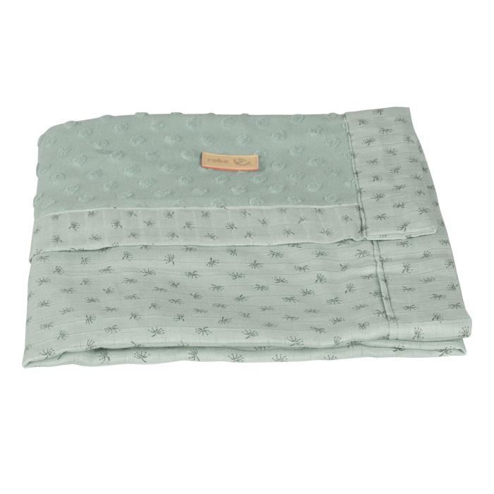 ROBA Organic Baby Blanket - Lil Planet - 80 x 80 cm - GOTS Certified - Polka Dot Pattern - Green