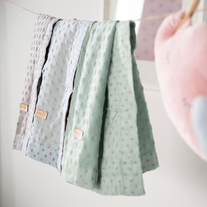 ROBA Organic Baby Blanket - Lil Planet - 80 x 80 cm - GOTS Certified - Polka Dot Pattern - Green