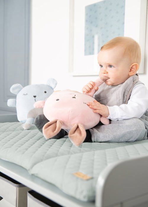 ROBA Changing Mat - Rabbit Face - 85x75 cm - Frosted Green