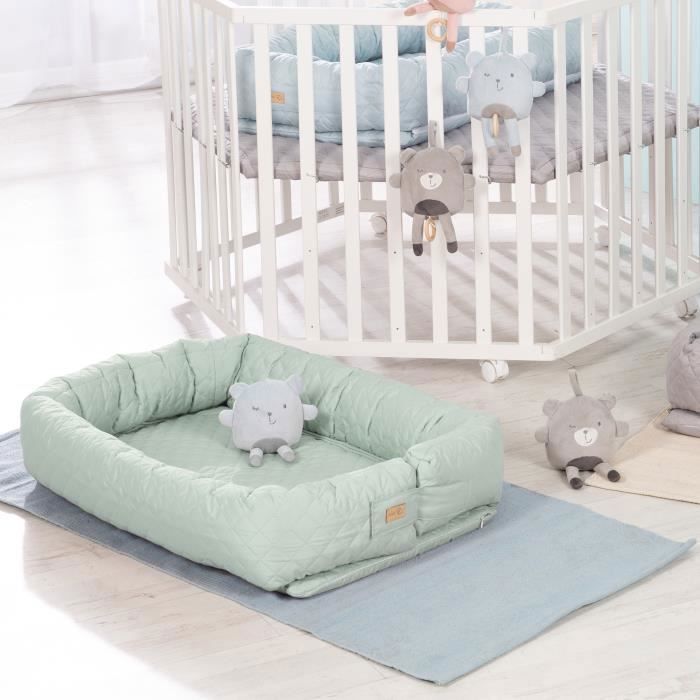 3-in-1 Baby Nest - ROBA - Travel cot, cot bumper or changing mat - Frosted Green