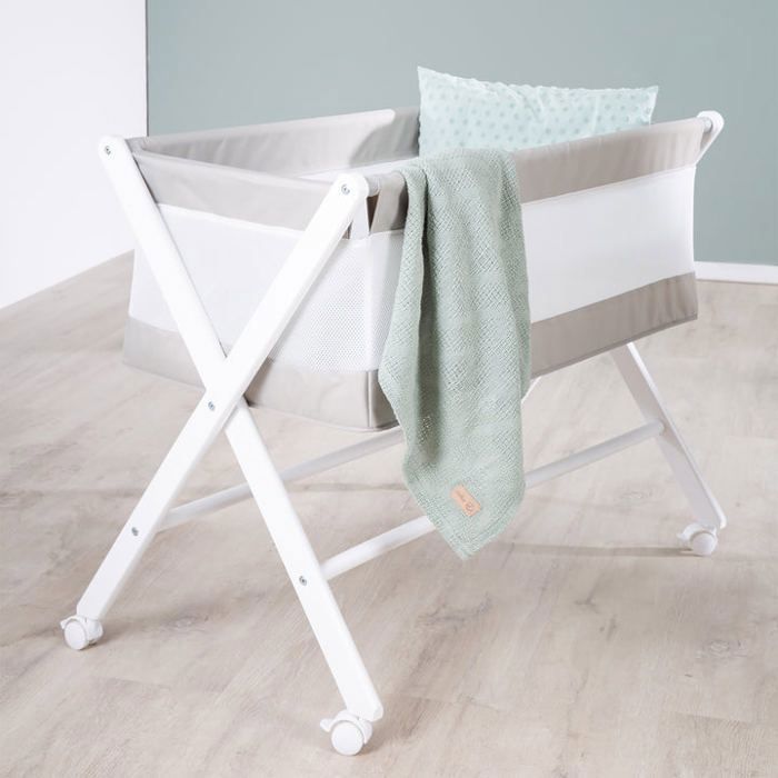 Folding Co-Sleeping Crib - ROBA - Canvas and Mesh - 90 x 45 cm - Grey/ White