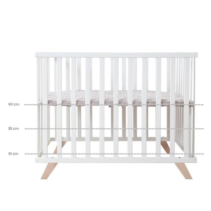 ROBA - Baby Playpen - 75 x 100 cm - Grey 'Lil Planet' Playmat Included - White Lacquered Wood