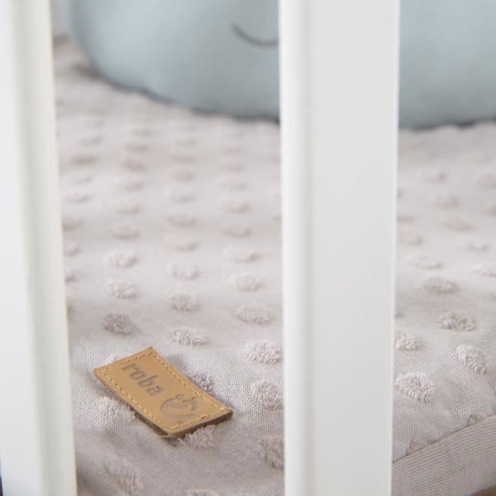 ROBA - Baby Playpen - 75 x 100 cm - Grey 'Lil Planet' Playmat Included - White Lacquered Wood