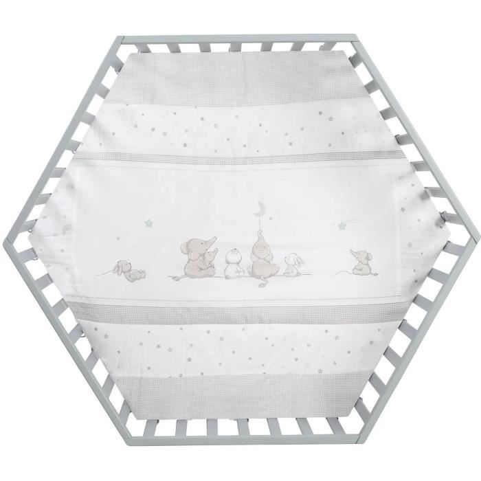 ROBA Hexagonal Baby Playpen - STERNENZAUBER - Padded Cover - Grey Lacquered Wood