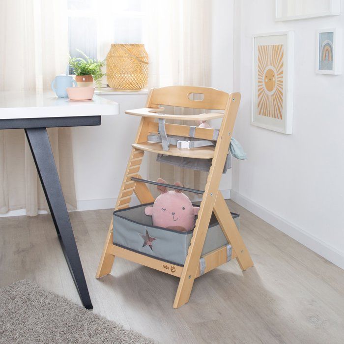 ROBA Convertible High Chair - Natural Wood - Organizer Set Included - From 6 Months up to 70 kg