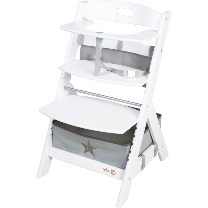 ROBA Convertible High Chair - White - Organizer Set Included - From 6 Months up to 70 kg