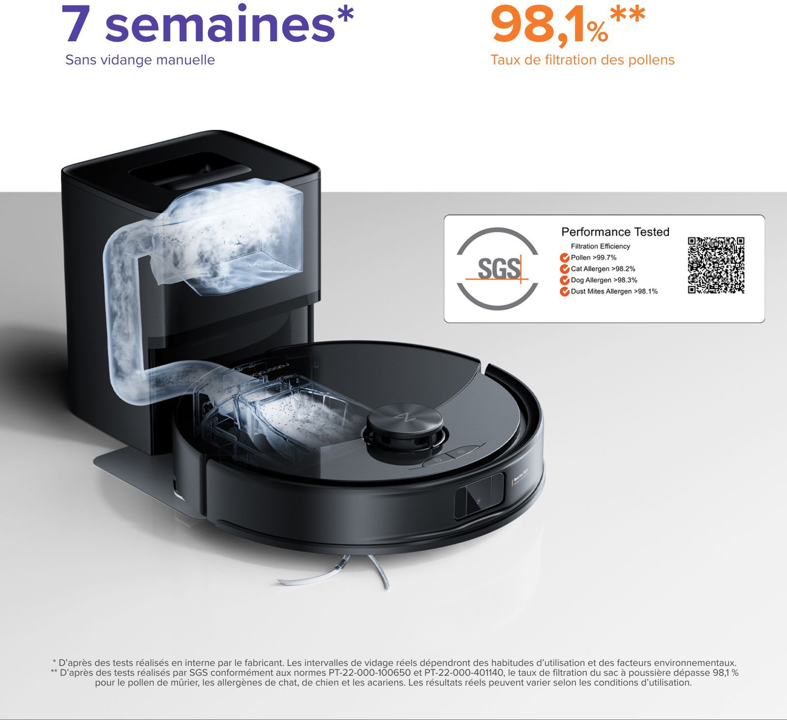 ROBOROCK Q10 VF+ - Robot Vacuum Cleaner and Mop - 10000 Pa - 150 min Battery Life - Automatic Emptying Station