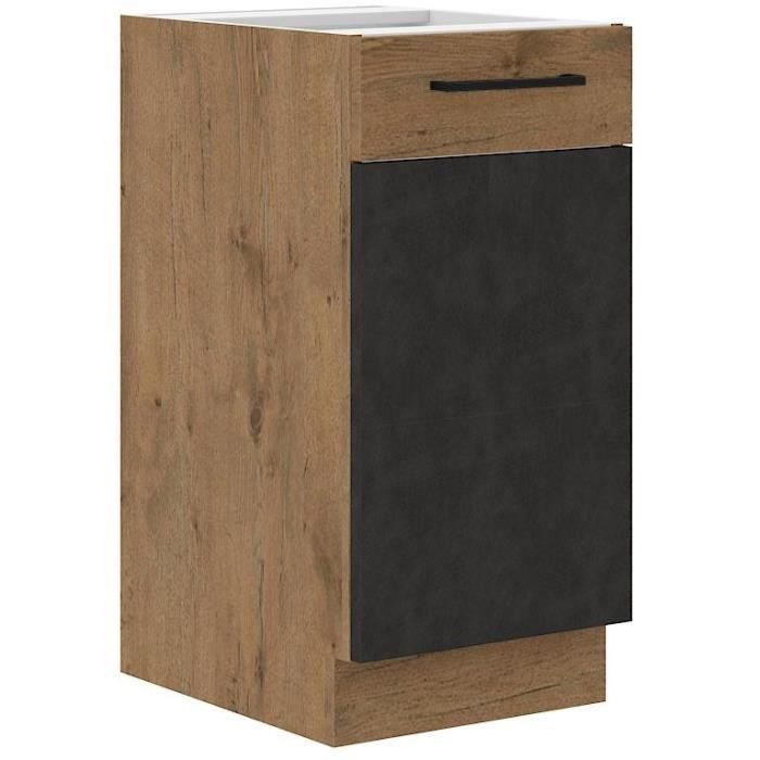 ROCK Low Cabinet - Lancelot Oak and Matera Grey - 1 Door - W40 x H82 cm