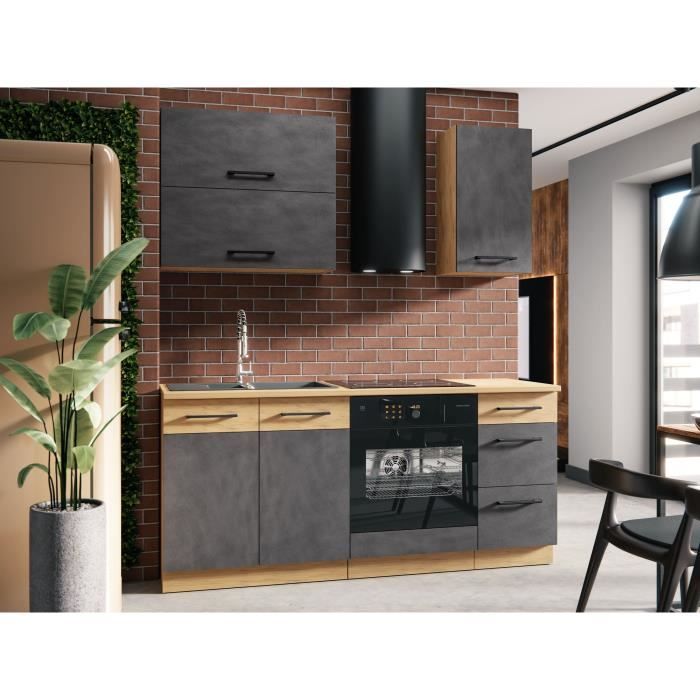 ROCK Low Cabinet - Lancelot Oak and Matera Grey - 1 Door - W40 x H82 cm