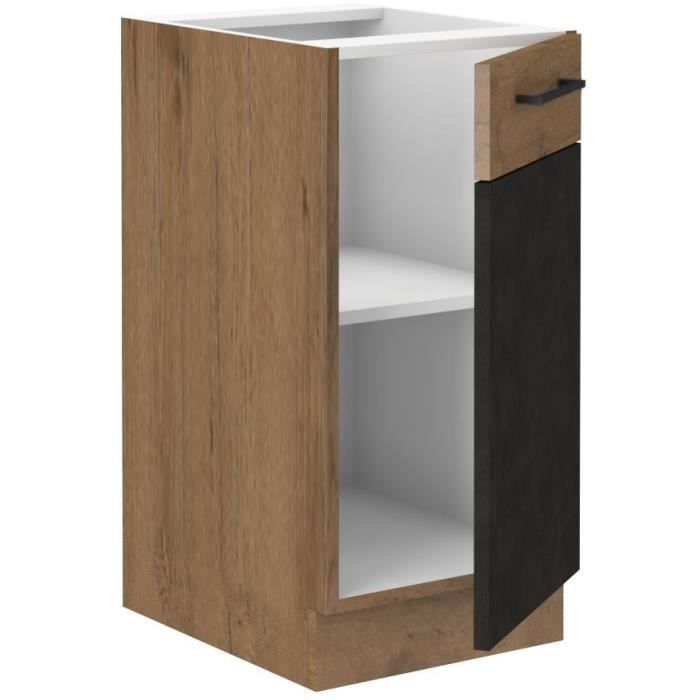 ROCK Low Cabinet - Lancelot Oak and Matera Grey - 1 Door - W40 x H82 cm