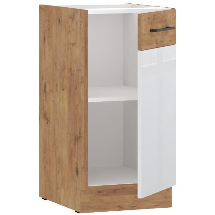 ROCK Tall Cabinet - 1 Door - Lancelot Oak and Glossy White - W 40 cm