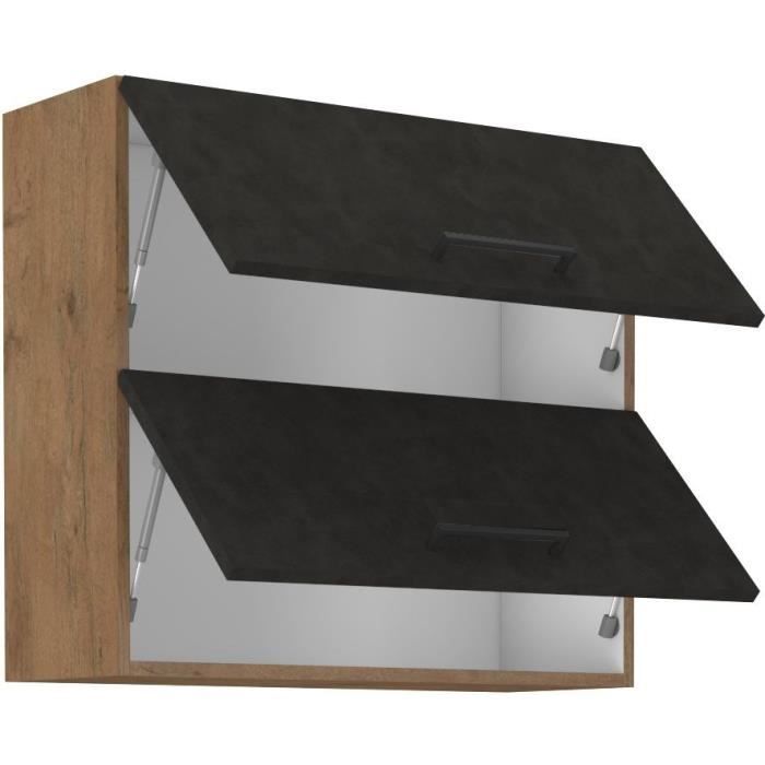 ROCK Wall Cabinet - Lancelot Oak & Matera Grey Melamine - 80 x 72 cm - 2 Doors W80 H72
