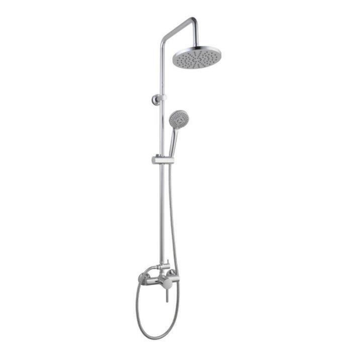 ROUSSEAU Timaru Shower Column with Chrome Mechanical Mixer - Adjustable Shower Head 3-jet