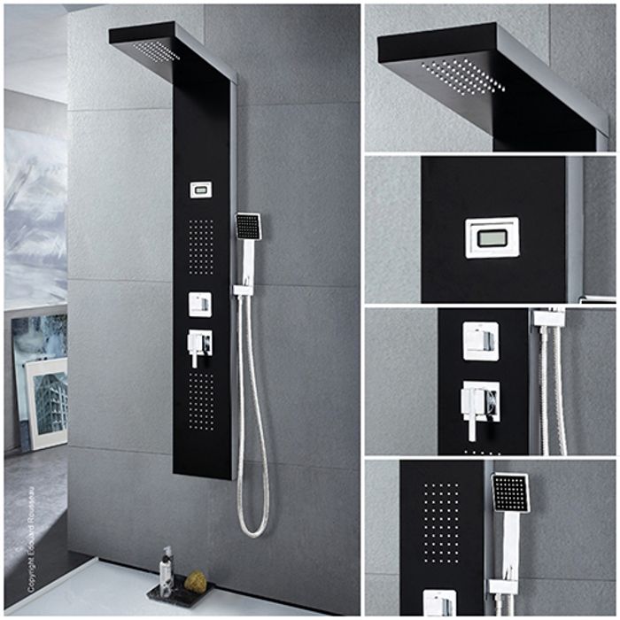 ROUSSEAU Torquay Hydromassage Shower Column - Black - LED Display