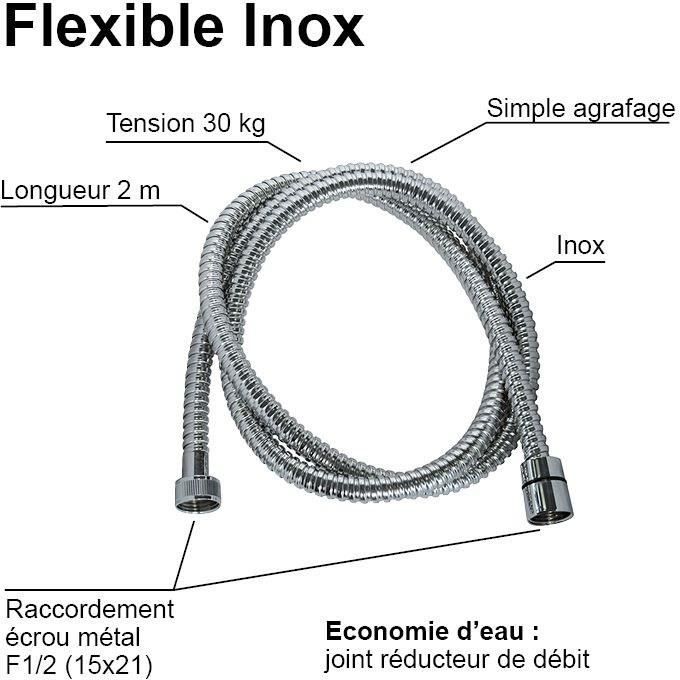 ROUSSEAU Shower Hose 2 m Chrome-Plated Stainless Steel