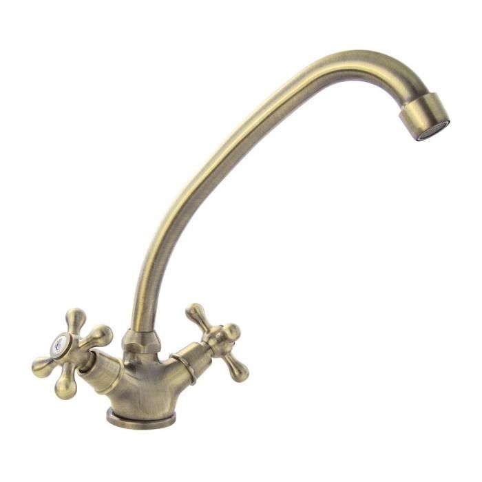 ROUSSEAU Beverly Kitchen Mixer Tap - Aged Bronze - Without Pull-Out Spray