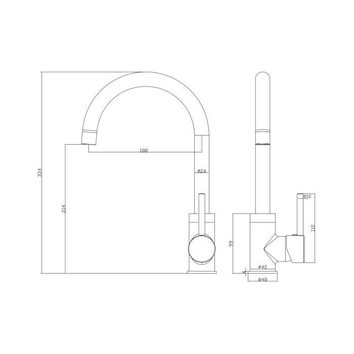 ROUSSEAU Køben Kitchen Mixer Tap - Rose Gold