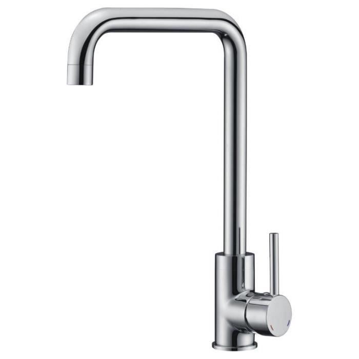 ROUSSEAU Kiloo Kitchen Mixer Tap - Chrome Grey - Without Pull-Out Spray
