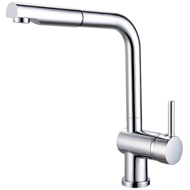 ROUSSEAU Matsouko Kitchen Mixer Tap - With Pull-Out Spray - Chrome Grey