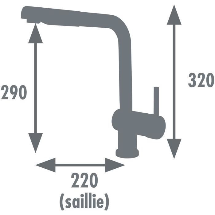 ROUSSEAU Matsouko Kitchen Mixer Tap - With Pull-Out Spray - Chrome Grey