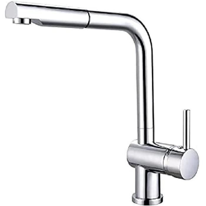 ROUSSEAU Matsouko Kitchen Mixer Tap - With Pull-Out Spray - Chrome Grey