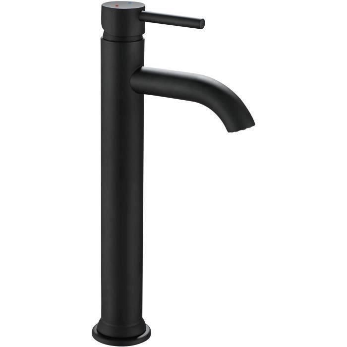 ROUSSEAU ILO Small High Basin Mixer Tap - Black - Concealed Aerator