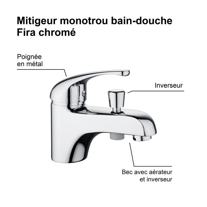 Edouard Rousseau FIRA Single-Hole Bath-Shower Mixer - Chrome - Compact Design