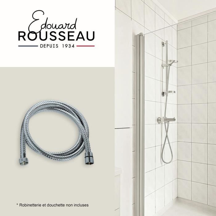ROUSSEAU Shower Hose - 1.75 m - Anti-twist Metal Nuts - Chrome-plated Stainless Steel