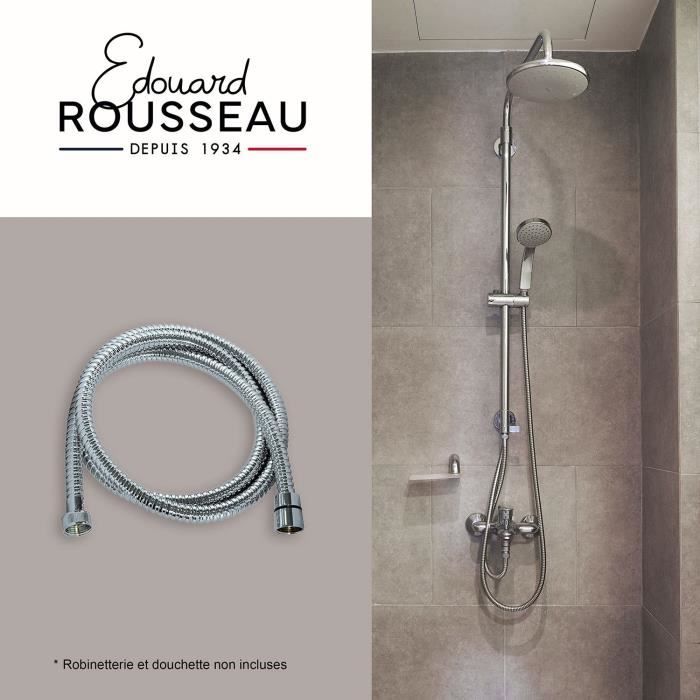ROUSSEAU Shower Hose - 1.50 m - Universal Fitting - Chrome-plated Stainless Steel