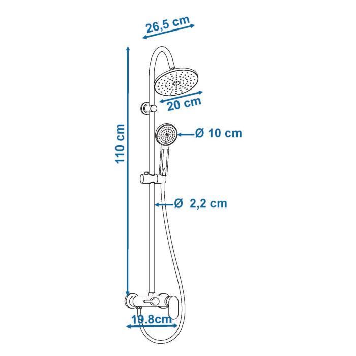 ROUSSEAU Dakota Shower Column with Mechanical Mixer Tap - Chrome