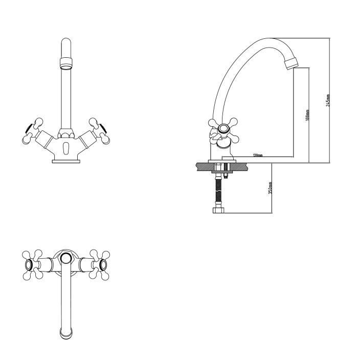 Rousseau Mechanical Mixer Tap Lavabo Beverley