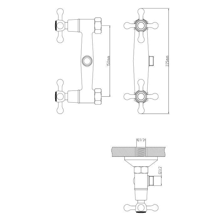 ROUSSEAU Beverley Mechanical Shower Mixer Tap - Chrome - Retro Style