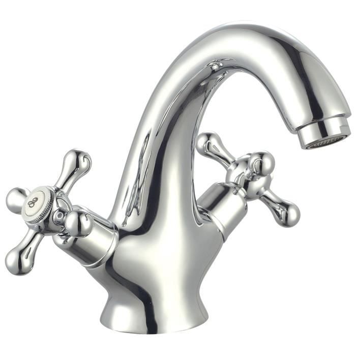 ROUSSEAU Beverley Mechanical Basin Mixer Tap - Chrome - Fixed Spout