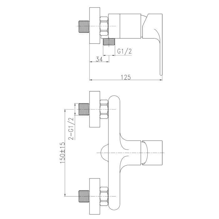 Nordé ROUSSEAU Shower Mixer - Modern Style - 35 mm Ceramic Cartridge