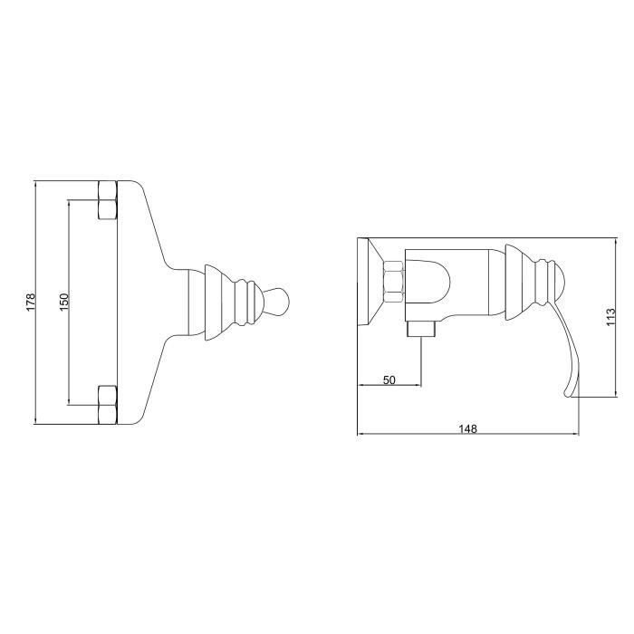 ROUSSEAU BYRON Shower Mixer Tap - Chrome - 4 cm Ceramic Cartridge