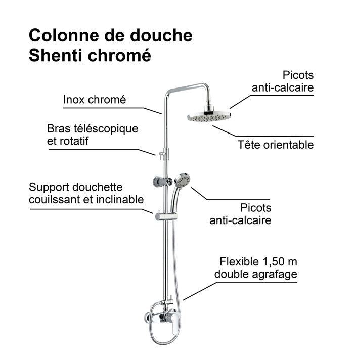 Edouard Rousseau - Colonne de douche avec robinetterie SHENTI - Chromé
