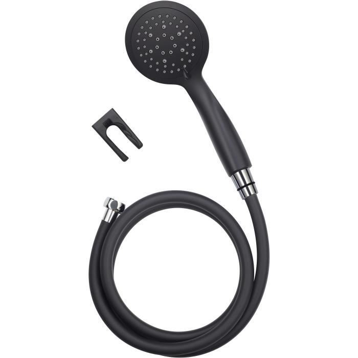 ROUSSEAU COMBIFLEX HEBE BLACK Hand Shower - 5 Jets - ABS - 1.5 m Hose - Black 5-jet
