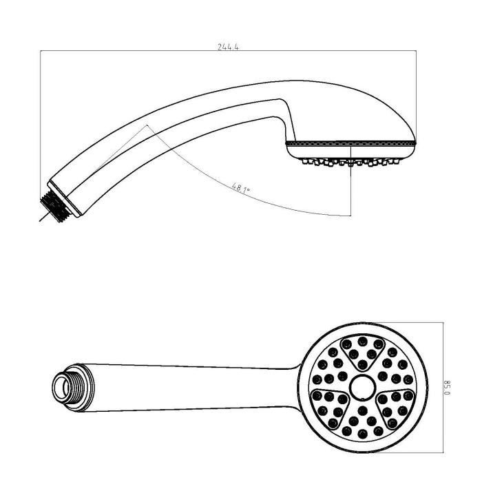 ROUSSEAU Tamari Chrome 1-Jet Hand Shower - ABS - Anti-limescale