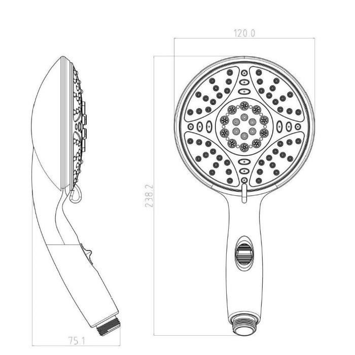 ROUSSEAU LEPTIS Chrome Hand Shower - 5 Jets 5-jet