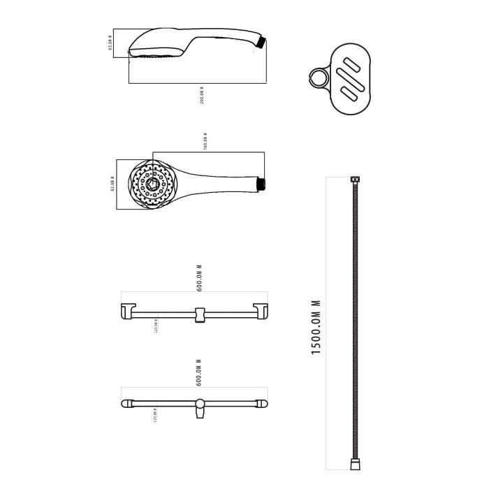EDOUARD ROUSSEAU HEKO Shower Rail Combination - Chrome - 60 cm