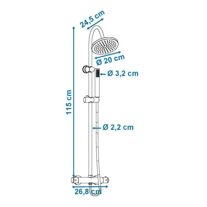 EDOUARD ROUSSEAU LOONA Shower Column with Faucet - Chrome Finish