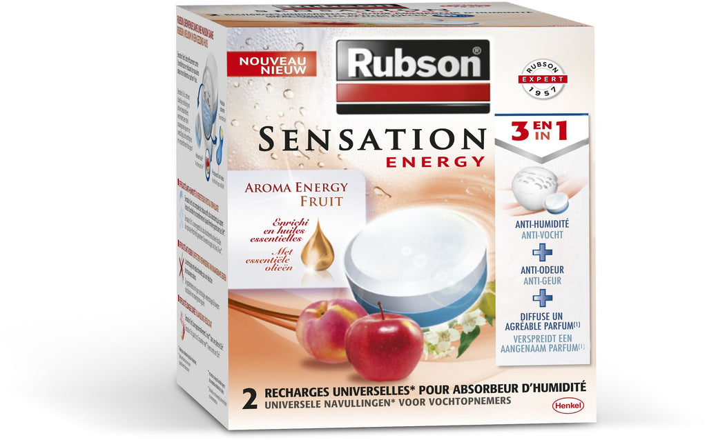 RUBSON SENSATION 3-in-1 Aroma Energy Fruit - Scented Refill - For Sensation Moisture Absorber