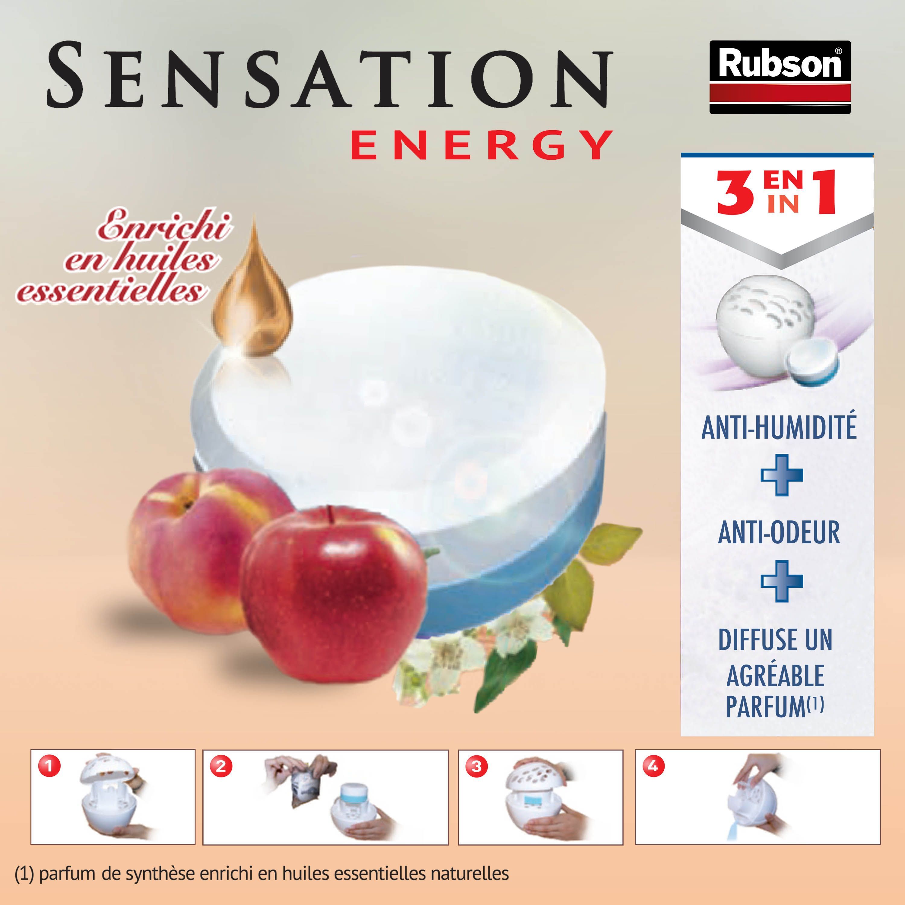 RUBSON SENSATION 3-in-1 Aroma Energy Fruit - Scented Refill - For Sensation Moisture Absorber