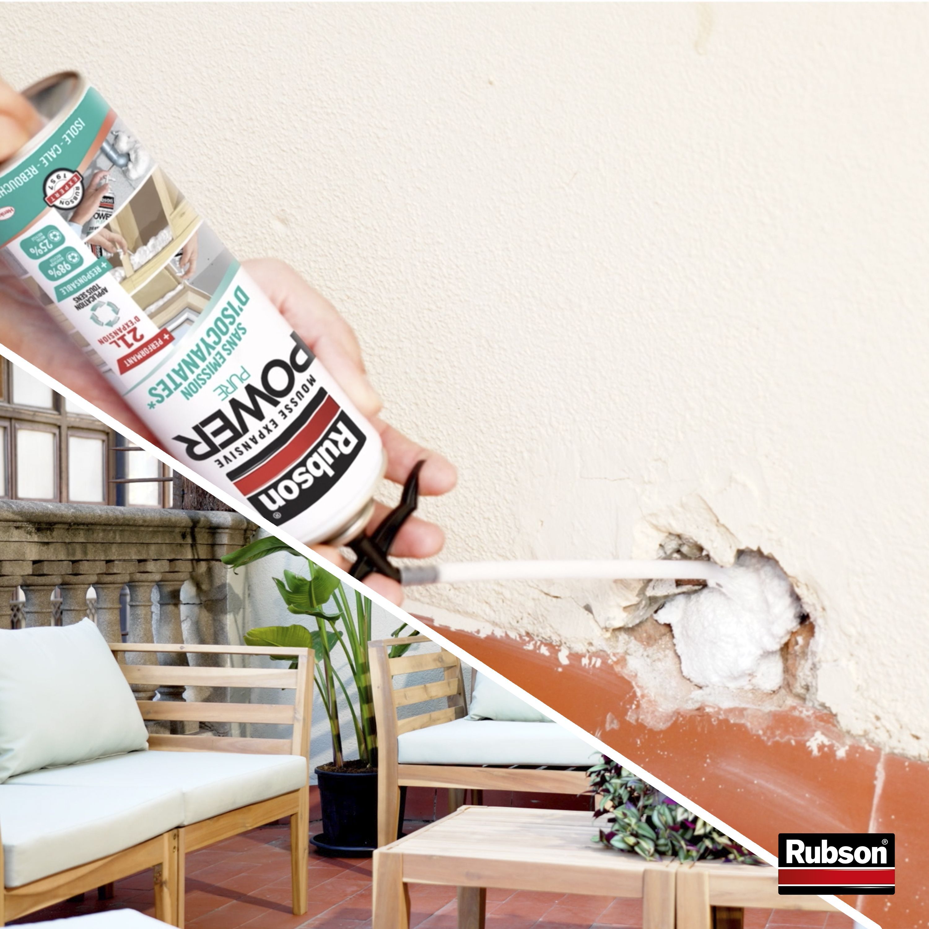 Rubson Expanding Foam - Insulation Foam - 21 L Expansion - For Filling Gaps and Cavities