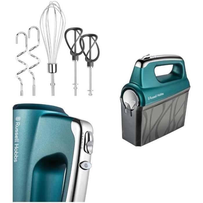 Russell Hobbs Swirl Mixer - 5 Speeds - Turbo Function - Dough Hook - Whisks - Turquoise