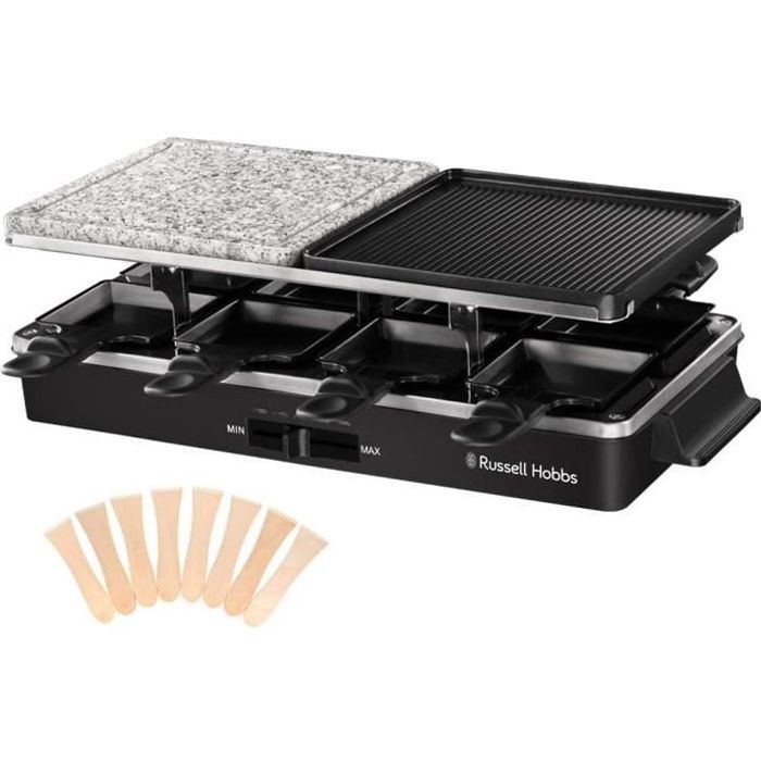 RUSSELL HOBBS Raclette Grill - 26280-56 - Serves up to 8 people - Cooking Stone - Reversible Grill - 1400W