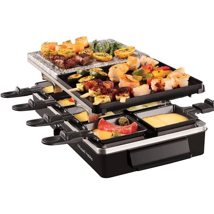 RUSSELL HOBBS Raclette Grill - 26280-56 - Serves up to 8 people - Cooking Stone - Reversible Grill - 1400W