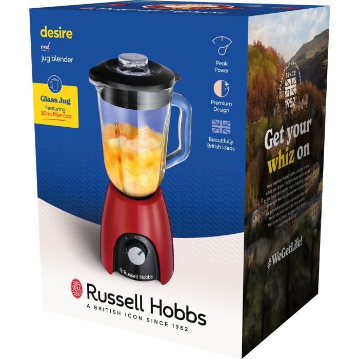 RUSSEL HOBBS Blender - Desire Red - 650 W - 1.5 L Jug - 2 Speeds + Pulse